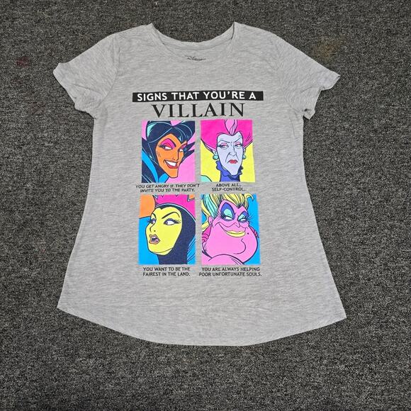 Disney Villans Gray T-shirt size Juniors Large (11-13) - Picture 1 of 4